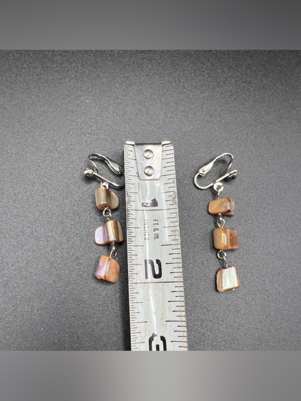 Boho Peach Mother of Pearl Shell Necklace Earring Set Multi Strand Layers Beachy - Picture 13 of 16